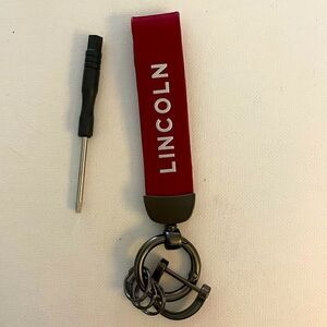 Lincoln leather key fob keychain in Red with Silver NWT